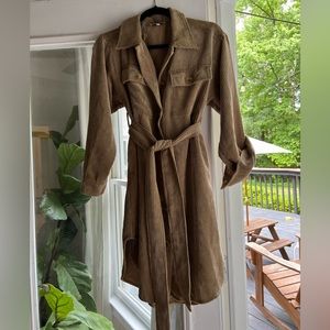 Tan, long sleeve corduroy dress